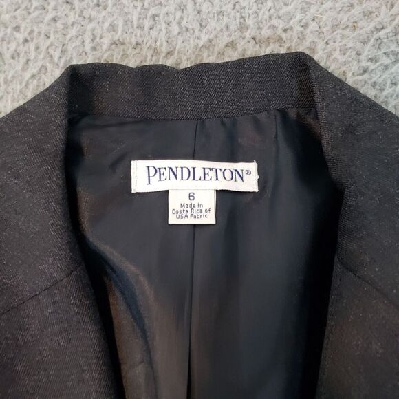 Pendleton Jacket‎ Womens 6 Black Sport Coat Blazer Suit Jacket One Button Wool - Picture 2 of 13